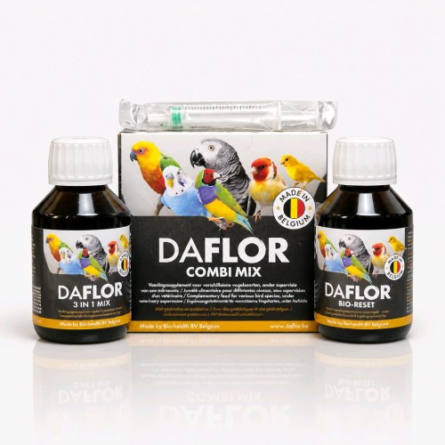 Daflor Combi Mix 2 x 150 ml zestaw produktów Daflor 3 in 1 Mix oraz Daflor BioReset dla ptaków egzotycznych |Daflor Polska