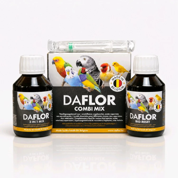 Daflor Combi Mix 2 x 150 ml zestaw produktów Daflor 3 in 1 Mix oraz Daflor BioReset dla ptaków egzotycznych |Daflor Polska